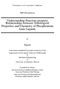 Cover page: Understanding Structure-property Relationships between Tribological Properties and Chemistry of Phosphonium Ionic Liquids