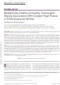 Cover page: Metabolically Healthy/Unhealthy Overweight/Obesity Associations With Incident Heart Failure in Postmenopausal Women: The Women's Health Initiative.