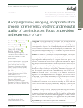 Cover page: A scoping review, mapping, and prioritisation process for emergency obstetric and neonatal quality of care indicators: Focus on provision and experience of care.