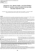 Cover page: Substance Use, Mental Health, and Child Welfare Profiles of Juvenile Justice-Involved Commercially Sexually Exploited Youth