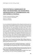 Cover page: The functional independence of trait and behavioral self-knowledge: Methodological considerations and new empirical findings