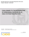 Cover page: Challenges to the Integration of Renewable Resources at High System Penetration