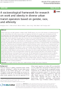 Cover page: A socioecological framework for research on work and obesity in diverse urban transit operators based on gender, race, and ethnicity