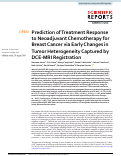Cover page: Prediction of Treatment Response to Neoadjuvant Chemotherapy for Breast Cancer via Early Changes in Tumor Heterogeneity Captured by DCE-MRI Registration