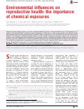 Cover page: Environmental influences on reproductive health: the importance of chemical exposures