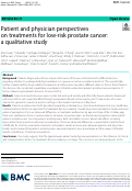 Cover page: Patient and physician perspectives on treatments for low-risk prostate cancer: a qualitative study.