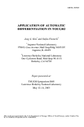 Cover page: Application of automatic differentiation in TOUGH2