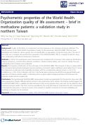 Cover page: Psychometric properties of the World Health Organization quality of life assessment – brief in methadone patients: a validation study in northern Taiwan