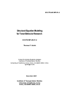 Cover page: Structural Equation Modeling for Travel Behavior Research