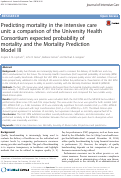 Cover page: Predicting mortality in the intensive care unit: a comparison of the University Health Consortium expected probability of mortality and the Mortality Prediction Model III