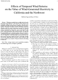 Cover page: Effects of Temporal Wind Patterns on the Value of Wind-Generated Electricity in California and the Northwest