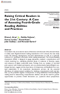 Cover page: Raising Critical Readers in the 21st Century: A Case of Assessing Fourth-Grade Reading Abilities and Practices