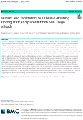 Cover page: Barriers and facilitators to COVID-19 testing among staff and parents from San Diego schools.