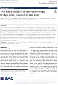 Cover page: The “Great Debate” at Immunotherapy Bridge 2020, December 3rd, 2020
