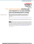 Cover page: Author Correction: CRISPR/Cas9 microinjection in oocytes disables pancreas development in sheep