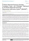 Cover page: A Patient Reported Outcome Ontology: Conceptual Issues and Challenges Addressed by the Patient-Reported Outcomes Measurement Information System® (PROMIS®)