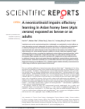 Cover page: A neonicotinoid impairs olfactory learning in Asian honey bees (Apis cerana) exposed as larvae or as adults