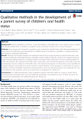 Cover page: Qualitative methods in the development of a parent survey of children's oral health status.