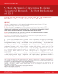 Cover page: Critical Appraisal of Emergency Medicine Educational Research: The Best Publications of 2015