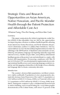 Cover page: Strategic Data and Research Opportunities on Asian American, Native Hawaiian, and Pacific Islander Health through the Patient Protection and Affordable Care Act
