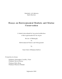Cover page: Essays on Environmental Markets and Marine Conservation