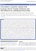 Cover page: Concordance of genetic variation that increases risk for Tourette Syndrome and that influences its underlying neurocircuitry