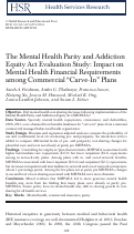 Cover page: The Mental Health Parity and Addiction Equity Act Evaluation Study: Impact on Mental Health Financial Requirements among Commercial “Carve‐In” Plans
