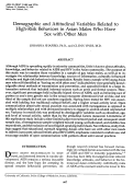 Cover page: Demographic and attitudinal variables related to high-risk behaviors in Asian males who have sex with other men.