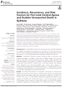 Cover page: Incidence, Recurrence, and Risk Factors for Peri-ictal Central Apnea and Sudden Unexpected Death in Epilepsy
