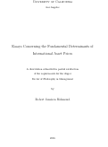 Cover page: Essays Concerning the Fundamental Determinants of International Asset Prices