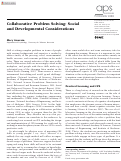 Cover page: Collaborative Problem Solving: Social and Developmental Considerations
