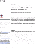 Cover page: Author Disambiguation in PubMed: Evidence on the Precision and Recall of Author-ity among NIH-Funded Scientists
