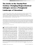 Cover page: The Arctic in the Twenty-First Century: Changing Biogeochemical Linkages across a Paraglacial Landscape of Greenland