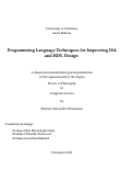 Cover page: Programming Language Techniques for Improving ISA and HDL Design