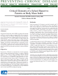 Cover page: Critical Elements of a School Report to Parents on Body Mass Index.