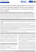 Cover page: Characterizing the Human Immunodeficiency Virus Care Continuum Among Transgender Women and Cisgender Women and Men in Clinical Care: A Retrospective Time-series Analysis.