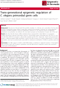 Cover page: Trans-generational epigenetic regulation of C. elegans primordial germ cells