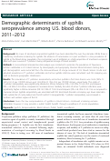 Cover page: Demographic determinants of syphilis seroprevalence among U.S. blood donors, 2011–2012