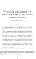 Cover page: Relative Capture of Local and Central Governments: An Essay in the Political Economy of Decentralization