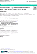 Cover page: Correction to: Rapid development of HIV elite control in a patient with acute infection