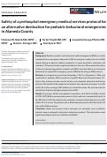 Cover page: Safety of a prehospital emergency medical services&nbsp;protocol for an alternative destination for pediatric behavioral emergencies in Alameda County.