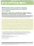 Cover page: Multivariate lesion symptom mapping for predicting trajectories of recovery from aphasia.