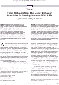 Cover page: Team Collaboration: The Use of Behavior Principles for Serving Students With ASD