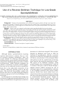 Cover page: Use of a Reverse Bohlman Technique for Low-Grade Spondylolisthesis.