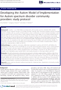 Cover page: Developing the Autism Model of Implementation for Autism spectrum disorder community providers: study protocol