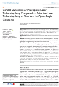 Cover page: Clinical Outcomes of Micropulse Laser Trabeculoplasty Compared to Selective Laser Trabeculoplasty at One Year in Open-Angle Glaucoma