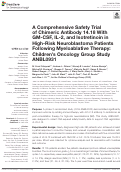 Cover page: A Comprehensive Safety Trial of Chimeric Antibody 14.18 With GM-CSF, IL-2, and Isotretinoin in High-Risk Neuroblastoma Patients Following Myeloablative Therapy: Children's Oncology Group Study ANBL0931.
