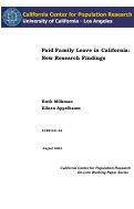 Cover page: Paid Family Leave in California: New Research Findings