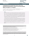 Cover page: A Randomized Controlled Trial of Early versus Late Surgical Decompression for Thoracic and Thoracolumbar Spinal Cord Injury in 73 Patients