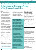 Cover page: Bioethical Implications of Globalization: An International Consortium Project of the European Commission